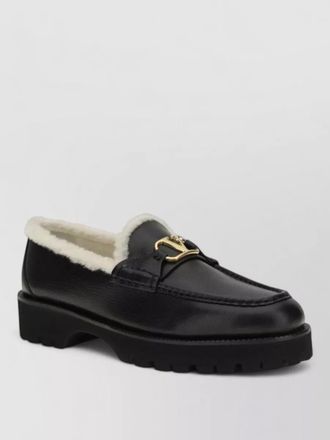 Valentino Garavani leather fur loafers