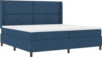 vidaXL Box Spring Bed with Mattress Blue 200 x 200 cm Fabric vidaXL