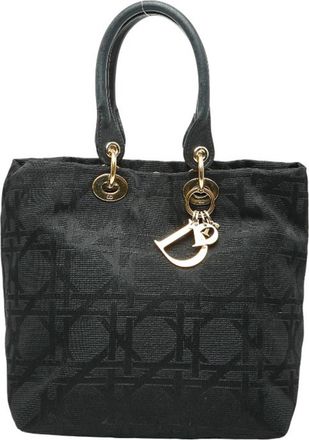 Dior Black Canvas Leather Handbag Tote Bag (Pre-Owned)