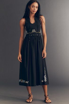 Avec Les Filles Tie-Neck Cinched Midi Dress