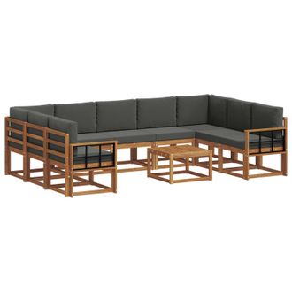 vidaXL Conjunto De Sof&aacute;s De Exterior 10 Pcs Natural Y Antracita Vidaxl