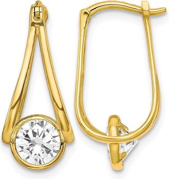 Diamond2Deal 10K Gold Polished Round Cubic Zirconia Hoop Earrings