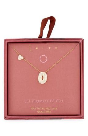 Leith Cubic Zirconia Heart & Bubble Initial Pendant Necklace in O- Clear- Gold at Nordstrom Rack