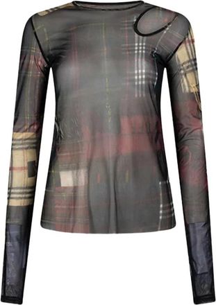 1/OFF Top X Mesh Sjaals - Dames - Longsleeves - Veelkleurig - M - Wol - Tops