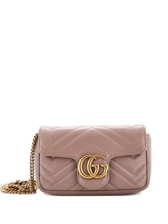 Gucci GG Marmont Flap Bag Matelasse Leather Super Mini crossbody bag - women - Calf Leather - One Size - Neutrals