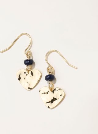 Fat Face FatFace Hammered Heart Earrings in Gold Tone