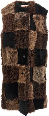 Marni Longline Shearling Vest - Dames - Bodywarmers - Bruin - XS - Katoen - Jassen