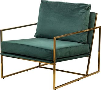 Nordlys Sill&oacute;n escandinavo 1 plaza en terciopelo con patas de acero verde
