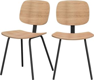 Rendez-Vous Déco Set de 2 sillas de chapa de fresno con patas de metal