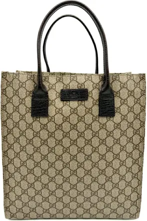 Gucci Beige Brown Pvc Leather Tote Bag (Pre-Owned)