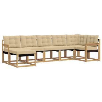 vidaXL Conjunto De Sof&aacute;s De Exterior Con Coj&iacute;n 7 Pcs Y Beige Vidaxl
