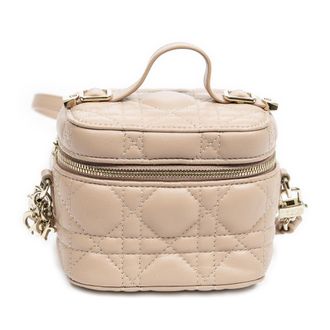 Dior Pre-owned Womens Micro Lady Vanity Case Shoulder Bag - Beige - One Size