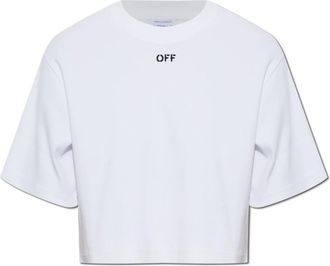 Off-white Ribbed Loose-fit T-shirt - Dames - T-shirts - Wit - S - Tops
