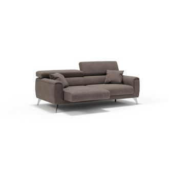 Divani.Store Caravaggio Sof&aacute; Con Asientos Deslizantes En Tela Suave E Impermeable 169 Cm Marr&oacute;n