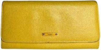 Fendi Pre-owned Vintage Portemonnee - Dames - Vintage Accessoires - Geel - ONE Size - Leer - Vintage
