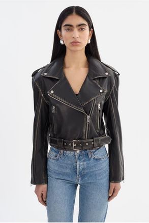 LaMarque FORD | Distressed Leather Jacket in Vintage Black at Nordstrom, Size Small