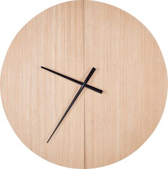 Beliani Beliani - Reloj De Pared Cl&aacute;sico Con Forma Oval Hecho En Mdf Acabado Madera Clara 60 Cm Cabic