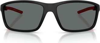Ferrari 65mm Oversize Polarized Pillow Sunglasses in Matte Black /Polar Grey at Nordstrom