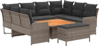 vidaXL Juegos De Muebles 7 Uds. Gris Y Gris Oscuro Rat&aacute;n Sint&eacute;tico Vidaxl