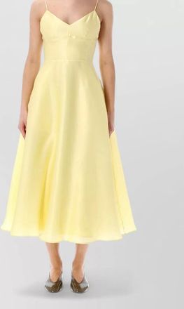 Alberta Ferretti silk sleeveless v-neck midi dress