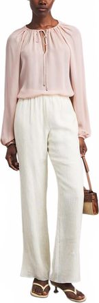 Frame Denim Silk Balloon Sleeve Blouse In Taffy