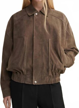 Arma Frederica Suede Bomber Jacket In Soil