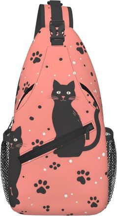 Generic Silhouette Cat Black Paw Sling Bag Breathable Cross Body Bag Lightweight Sling Backpack For Workout Women Cycling