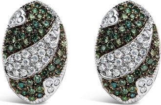 House of Brilliance 14K White Gold 2ct. TDW White and Treated Blue Diamond Earrings at Nordstrom