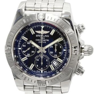 Breitling Pre-owned Black Dial Chronomat Horloge Ab0115 - Heren - Pre-owned - Blauw - Maat: ONE Size
