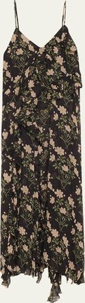 Sea New York Elizabeth Floral-Print Ruffle Midi Dress