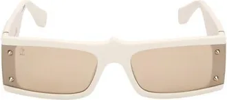 Christian Louboutin 62mm Oversize Rectangular Sunglasses in White/gold/zeiss Flash at Nordstrom