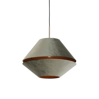 QAZQA Qazqa Cl&aacute;sico/antiguo L&aacute;mpara Colgante Moderna Bronce Con Doble Pantalla De Terciopelo Verde - Combi 1 Terciopelo /acero Otros Adecuado Para Led Max. 