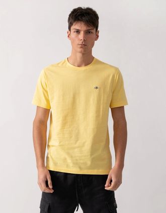 GANT Mens GANT Mens Regular Fit Short Sleeve Shield Logo T-Shirt - 714 Banana Yellow - Size: 40