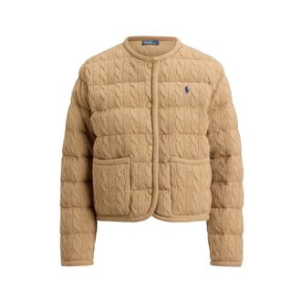 Ralph Lauren Jassen, Dames, Beige, S, Wol, Cable-Knit Bomberjack