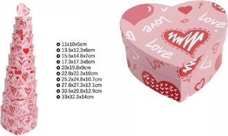 Trade Shop Trade Shop - Set 10 Pz Scatole Box Regali Varie Misure Matrioska Forma Cuore Rosa Love 71966