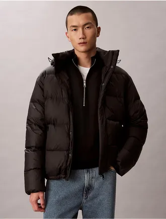 Calvin Klein Jeans Calvin Klein Mens Heavyweight Down Detachable Hood Puffer Jacket - Black - 2XL