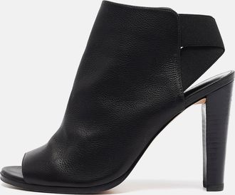 Stuart Weitzman Black Leather Cutout Elastic Booties