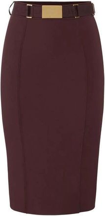Elisabetta Franchi Midi Rok in Technische Bi-elastische Stof - Dames - Kokerrokken - Bruin - S - Satijn - Rokken