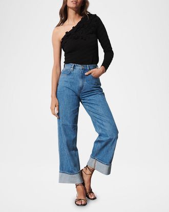 Figue Capucine Crochet Flower One-Shoulder Sweater