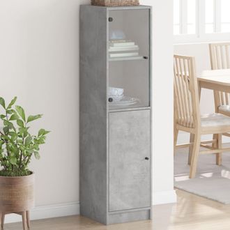 vidaXL Vidaxl - Aparador Con Puerta De Vidrio Gris Hormig&oacute;n 35x37x142 Cm