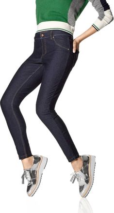 Hue Essential Denim Leggings In Deep Indigo Wash
