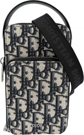 Dior Navy Canvas Leather Pouch Shoulder Bag (Pre-Owned)