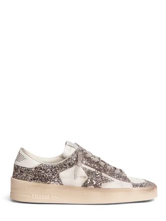 Golden Goose Low-Top Glitter-Overlay Sneakers with Star Detail