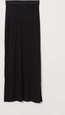 H&M Langer Jerseyjupe - Schwarz