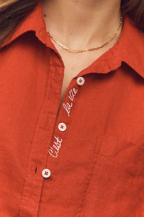 Maeve Shrunken Bennet 100% European Linen Buttondown Shirt