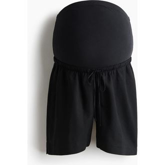 H&M Mama Linen-blend Shorts in Black at Nordstrom, Size Xx-Large