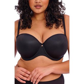Elomi Smooth Full Figure Strapless Underwire Bra in Black at Nordstrom, Size 38Hh