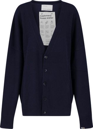 Extreme Cashmere Blue Simo V-Neck Cashmere Button Cardigan