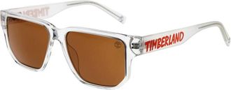 Timberland Transparante Rechthoekige Zonnebril Bruin - unisex - Zonnebrillen - Grijs - ONE Size - Accessoires