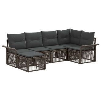 vidaXL Conjunto De Sof&aacute;s De Jard&iacute;n 6 Pcs Gris Rat&aacute;n Sint&eacute;tico Vidaxl
